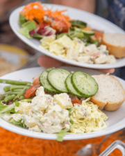 Avondsnack: koude schotel met vlees of vis en brood