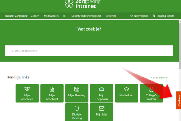 Intranet feedbackknop
